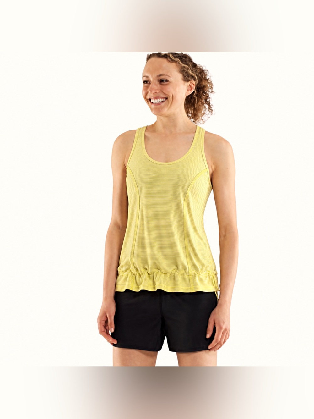 Lululemon Mind Over Matter Yellow Racerback Tank Ruffle Hem Lightweight Size 6